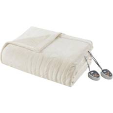 Textiles Beautyrest 80 84 Heated Plush Ivory Blankets White