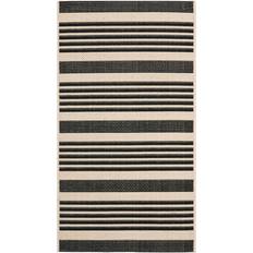 Stripes Carpets Safavieh Courtyard Black, Beige 24x44.4"