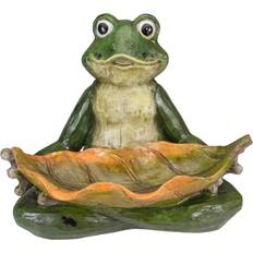 Garden Decorations Northlight 14 Green Frog with Leaf Birdfeeder Garden