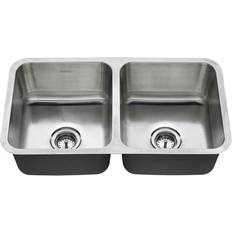 Silver Kitchen Sinks American Standard 18DB.9321800T Double Basin Sink