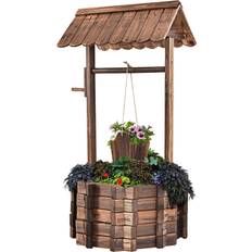 Outdoor Planter Boxes Costway Fir Wishing Well Bucket Flower Plants Planter 22x22x45"