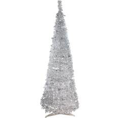 Transparent Christmas Trees Northlight Seasonal 6-ft. Pre-Lit Silver Tinsel Pop-Up Christmas Tree