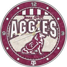 The Memory Company NCAA - 12 Texas A M Art Glass Team Wall Clock