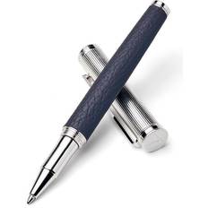 Ballpoint Pens Aspinal of London Rhodium-Plated Brass Navy Blue Rollerball Pen