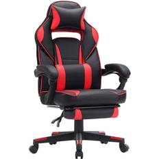 Songmics Chaise gaming avec repose-pieds, Noir et Rouge