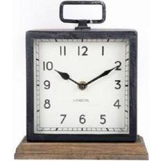 Geko Metal Mantle with Wooden Base Freestanding Wall Clock