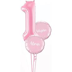 PartyDeco Folieballon cijfer 1 roze 86cm