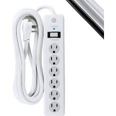 6 ft extension cord GE 6-Outlet Surge Protector with 8 ft. Extension Cord, White, White 8 Ft. Cord