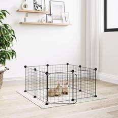 vidaXL Gabbia Per Animali 8 Pannelli Con Porta Nero 35x35 cm Acciaio