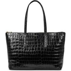 Ladies Black Crocodile Print Leather Zipped Regent Tote Bag