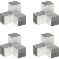 vidaXL Conectores de Postes En Y 4 Uds Metal Galvanizado 101x101 mm