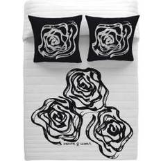 Negro Colchas Devota & Lomba Roses Bouti Colcha Blanco, Negro