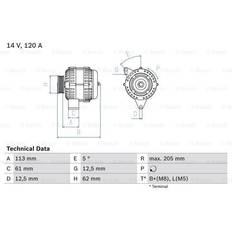 Bosch Générateurs Bosch 0 986 049 530 14V 120A OPEL Astra H GTC Signum CC Zafira B ALFA ROMEO: 159 Berline