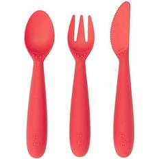 Ezpz Kids Cutlery Ezpz 3-Pack Happy Utensils Set In Coral Coral Set Of 2