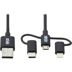 Tripp Lite USB-A To Lightning Micro-B And USB-C Sync/Charge Cable 6 ft. M101006LMCBK