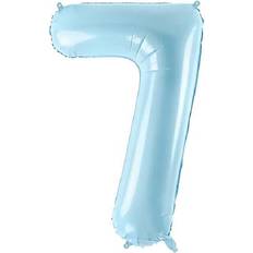 Fest Talballoner PartyDeco tal ballon 7 lyseblå. 86 cm
