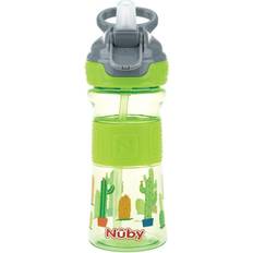 Verde Botellas de Agua Nuby Botella deportiva con pajita suave y plegable 360 ml, verde, 3