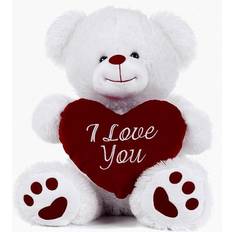 Nalle i love you Paws White Teddy Bear Holding Red Heart with I Love You 27cm