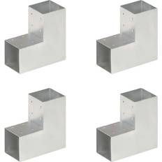vidaXL stolpebeslag L-form 4 stk. 91x91 galvaniseret metal
