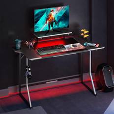 Gaming Accessories Bestier 55 Inch Gaming Desk with Led Lights PC Gaming Computer for Office Gamer Desk with Stand Controller Stand Hook Cup