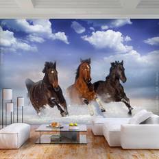 Artgeist Fototapet Horses in the Snow, 3 heste i sneen (flere størrelser) 350x245