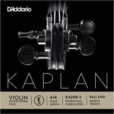 Accessoires Musicaux D'Addario Kaplan Golden Spiral Solo Series Violin E String 4/4 Size Solid Steel Medium Ball End