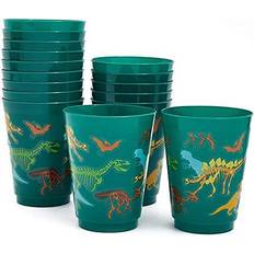 Birthdays Plastic Cups Plastic Tumbler Cups for Dinosaur Birthday Party (16 Ounces, 16 Pack)