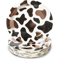 Birthday supplies Blue Panda Farm Animal Party Plates, Cow Birthday Supplies (9 In, Foil, 48 Pack)