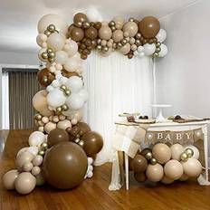 Birthdays Balloon Arches Brown Balloon Garland Arch Kit-149pcs Blush Brown White Gold Balloons for Baby&Bridal Shower, Birthday Party, Wedding, Grad, Anniversary Party