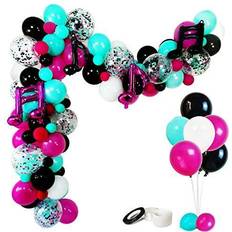 Foil Balloons Music Notes Party Decorations Karaoke Balloon Garland & Arch Kit White Rose Red Seafoam Blue Black Latex Balloons Confetti Balloon Musical Note Foil Balloon Strip Set for Birthday Party