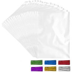 Party Supplies Zulay Kitchen 4 x 6 Inches Clear Cellophane Candy Bags With Ties 200 Piece No Color Standard