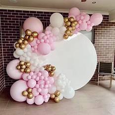 Birthdays Balloon Arches Macaron Pink Balloon Metallic Gold Balloon Ivory White Balloon 133Pcs-Balloon Arch Garland Kit for Baby Shower,Wine Party,Fiesta,Birthday,Wedding,Christmas,Reception and Engagement