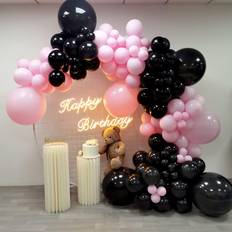 Latex Balloons MOXMAY 133pcs Pink Black Balloon Garland 18In 10In 5In Latex Balloons Arch Kit for Baby Shower Bridal Shower Birthday Party Decors