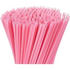 Straws 300-Pack Plastic Pink Disposable Party Drinking Straws for Baby Showers & Birthdays Extra Long Size 10 inches