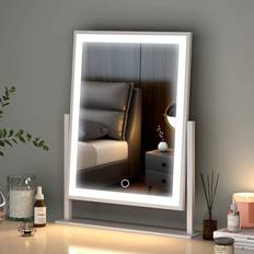 Cosmetics Lighted Makeup Mirror Hollywood Mirror Vanity Makeup Mirror with Lights Smart Touch Control 3-Gear Dimable Light 360°Rotation (12in. White)