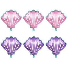 Creaides 12pcs Sea Shells Balloons Helium Foil Ocean Balloons for Baby Shower Birthday Wedding Hawaii Summer Beach Luau Party Suppliers (Purple Pink)