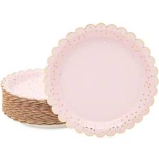 Birthdays Disposable Plates Scalloped Polka Dot Paper Plates, Rose Gold 30th Birthday Decorations for Her (7 In, 48 Pack)