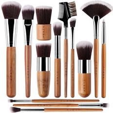 13 bambusminkborstar professionellt set – veganskt och grymhetsfritt – foundation, blandning, rouge, puder kabuki-borstar