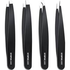 Cosmetic Tools Professional Stainless Steel Tweezers Set Precision Tweezers for Ingrown Hair Facial Hair Splinter Blackhead and Tick Remover 4 Piece