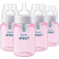 Anti colic bottles Philips AVENT Anti-Colic Baby Bottles with AirFree Vent, 9oz, Pink, Pack of 4, SCY703/14