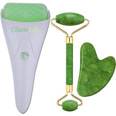 Blue Gua Sha & Facial Massage Rollers Jade & Ice Roller + Gua Sha Massager Tool Set Wrinkle