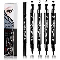 Cosmetics Double-headed Eyeliner Stamp Winged,Waterproof and Smudge proof 4 Pens Eyeliner Stamp. Perfect Wing Cat Eye Stamp, Long Lasting Liquid Eye Liner, Hypoallergenic and Easy to Use(Heart/Moon/Star /Flowers