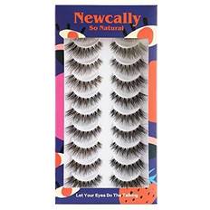 Cosmetics Newcally Lashes Natural Wispy False Eyelashes Cat Eye Lashes Hand-Knotted Soft Light Volume Fake Lashes Multipack