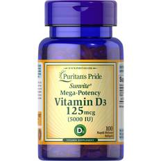 Mega-Styrke Vitamin D3 125 mcg 100 Bløde Kapsler