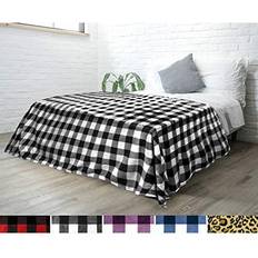 PAVILIA PAVILIA Fleece Buffalo Checker Blankets White, Black