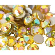 Jollin Glue Fix Crystal Flatback Rhinestones Glass Diamantes Gems for Nail Art Crafts Decorations Clothes Shoes(ss10 2880pcs, Lemon AB)