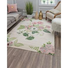 Pink and white rug Rugs America Hanna VA40A Rose Garden Cream Beige, Pink, White