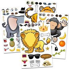 Crafts 24 Animal Sticker Sheets Great Zoo Safari Theme Birthday Party Favors Fun Craft Project for Children 3 Party Games for Toddlers Let Your Kids DIY & Design Their Favorite Animals & Stickers