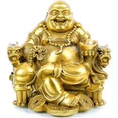 Brass Figurines Laughing Buddha Statue Figurine 6.6"