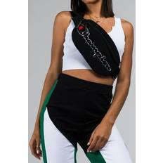 Fuzzy Chenille Spellout Script Logo Neoprene Scuba Fanny Pack-BLACK_O/S